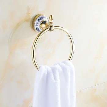 Euro de toalha do estilo de anel de Diamante de Ouro cromado de Parede prateleira de toalha do Banheiro da prateleira de Acessórios de casa de Banho