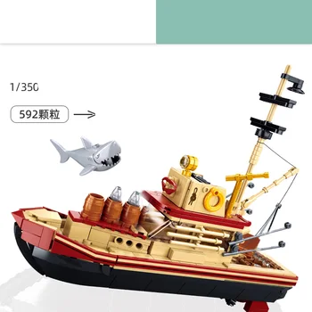Cidade Criativa Série De Tubarão Barco Decoração De Mesa De OrnamentsBuilding Blocos De Tijolos Brinquedos Presentes