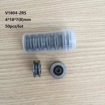 50/100pcs V1804-2RS 4x18x7(8)mm Ranhura em V de aço rolamentos de rolos groove polia bola linear de rolamento do eixo 4*18*7(8)mm