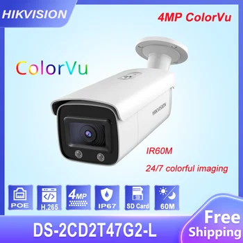 Hikvision 4MP ColorVu Bala Câmera IP DS-2CD2T47G2-L Rosto de Captura IR60M Detecção de Movimento slot para Cartão SD, Câmera de Vigilância de Vídeo