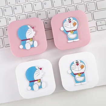 Doraemon dos desenhos animados Bonitos Aluno Caixa Kawaii Estudante de Lentes de Contato de Caixa Simples e Pequeno Japonês Caixa de Armazenamento Bonito Ins Feminino