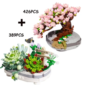 LOZ Eterna Flor cor-de-Rosa Sakura Árvore de Cereja Pote Planta Modelo em 3D DIY Mini Blocos de Tijolos de Construção de Brinquedo para as Crianças de Presente de Construir Moc