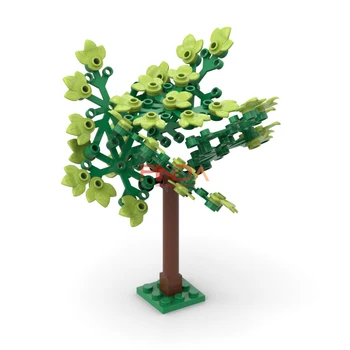 52 PCS MOC Beco Modelo de Árvore com Placa Conjunto de Blocos de Construção da Cidade com Vista para o Jardim de Plantas de Construção Tijolos de ensino Garoto de Brinquedo Presentes
