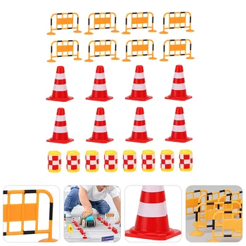 Os Sinais De Tráfego Da Estrada De Rua Brinquedo Playset Mini Cones De Brinquedos Jogar Construção Cognitiva Sinal De Cone De Passagem De Pedestres Roadblock Crianças