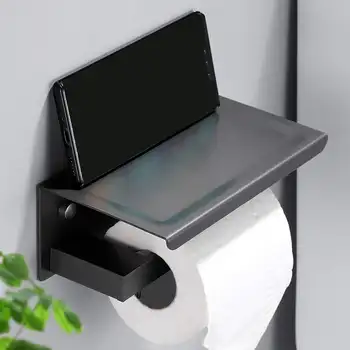 Espaço de Alumínio porta Papel Higiênico na Parede do Banheiro Monte WC Papel de Telefone do Suporte de Prateleira de Toalha Rolo de Prateleira Acessórios