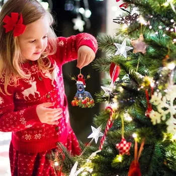 Árvore de natal Pendurando Enfeites de Acrílico filhote de Cachorro Bonito Pingente de 2022 Presente de Ano Novo Decoração de Natal para Casa 2023 Feliz Natal