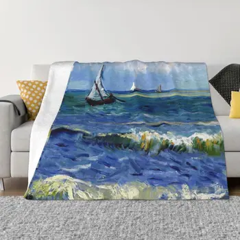 Vincent Van Gogh Ultra-Macio Velo Jogar Cobertor de Flanela Praia Em Scheveningen em Tempo Tempestuoso Mantas de Sofá de Casa Colchas