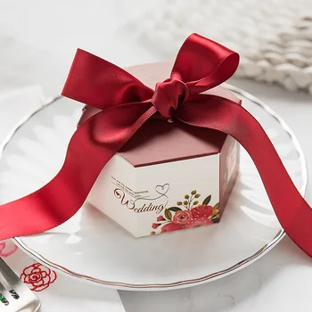 20Pcs Casamento Chinês Caixa de Doces por Atacado de Aniversário, de Natal, Lembrança Hexagonal Chocolate Caixa de Presente de Casamento de Suprimentos