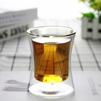 200ML de dupla camada de vidro caneca de chá Chinês-estilo simples e transparente copo do suco Isolados artesanal de chá Frio de beber uma caneca de Café
