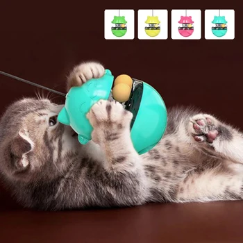 Gato Copo de Brinquedo Interativo Comida de Gato Copo Brinquedos com Bola de Alimentação Lenta Exercício de Comida de Gato Dispensador de Tratar Brinquedos Engraçado Gato Bonito