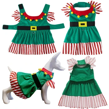 Natal verde Cão Vestido para Cães de Pequeno porte Com D-Ring Vestido de animal de Estimação de Natal Bonito e filhote de Cachorro quente Vestidos Para S-XXL