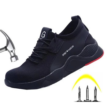 Verão grande rede segurança de esportes de sapatos confortáveis e respirável de aço do dedo do pé de trabalhos de protecção, sapatos de