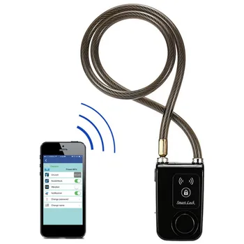 Ciclismo Telefone Inteligente de Controle de APLICATIVO Inteligente Alarme Bluetooth Bloquear Impermeável 110dB Alarme Trava de Bicicleta ao ar livre Anti-Roubo de Bloqueio Quente