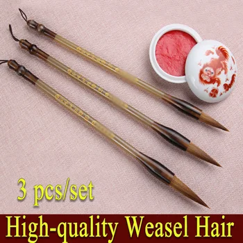 3 pcs/set de Alta qualidade pincel de caligrafia weasel de cabelo escova de pintura de óleo aquarela arcylic a arte da pintura do material escolar