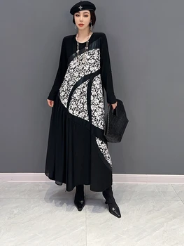 SuperAen 2023 Inverno Nova-coreano Tendência da Moda Emenda Vestido Solto Camisola Vestido das Mulheres