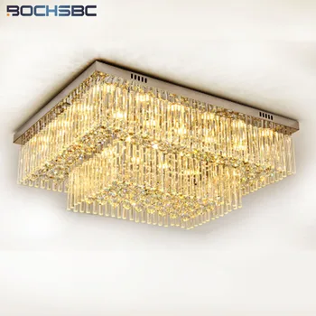 BOCHSBC K9 de Cristal Quadrado de Cristal da Lâmpada de Teto equipamento de Iluminação para a Sala de Quarto de Hotel Villa LED Pendurado Lampara Luzes
