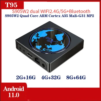 X98mini Caixa de TV Android 11 4G 64GB X98 Mini Suporte AV1 Wifi, BT Youtube Media Player 4GB32GB Set-Top Box