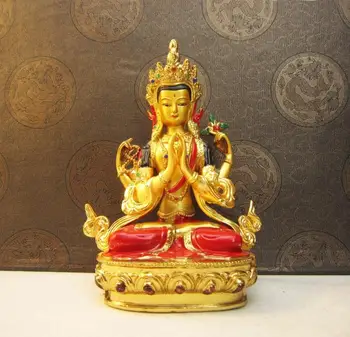Cobre Templo dourado, pintado de levar para Casa como veículo Popular de suprimentos de cobre, dourada, de quatro braços da estátua de Buda/Chenrezi avalokitechvara