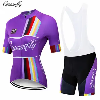 cawanfly 2019 cor-de-Rosa as Mulheres Moto de Enduro Jersey Conjunto de Bicicleta Roupas Terno Curto Ciclismo Roupas Kit de Verão Mtb Roupa
