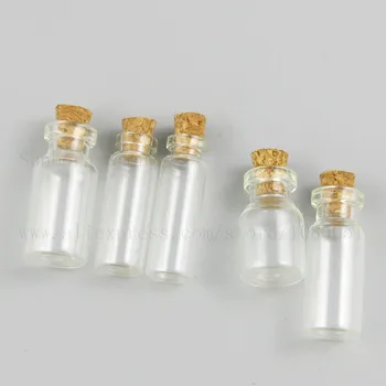 100pcs 2ml 3ml vazio clara frascos de Vidro 2cc 3cc, com piso em cortiça que Desejam Transparente de vidro frasco de Amostra de cortiça garrafas 123407