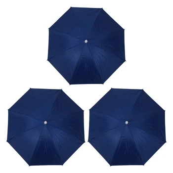 3X de 26 Polegadas de Diâmetro Elástico Pesca Headwear Guarda-chuva Chapéu Azul Escuro