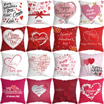 Carta de Impressão do Dia dos Namorados Fronha Amor Rosa Almofada de Sofá Para a Casa de Casamento Decoração de Ano Novo Decorar