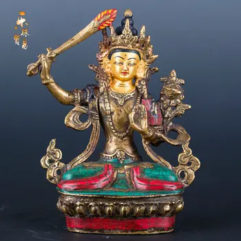 Manjusri Buda Tibetano Tântrica transportar pequeno Buda Manjusri, o Bodhisattva sabedoria de ouro, ornamentos de 5 polegadas