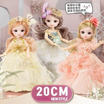 20CM Mini Bonito BJD Bonecas Roupas da Moda Terno Princesa Maquiagem Articulações Móveis Bebe Reborn Acessórios 20CM 1/9 Boneca para as Meninas de Brinquedo