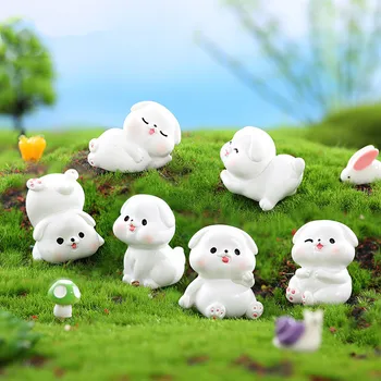 Novas Figuras Em Miniatura De Desenhos Animados Cão Branco Micro Paisagem Ornamentos Para A Decoração Home Kawaii Cachorro Decoração Do Quarto De Acessórios De Mesa