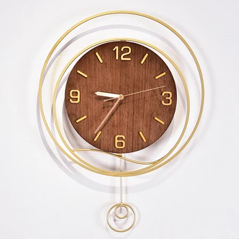 Moderno E Minimalista De Madeira Relógio De Parede Design Redondo Relógio De Parede Mecanismo Silencioso Orologio Da Parete Decoração Sala De Estar