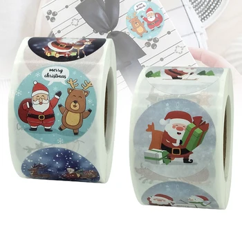 Natal Adesivos Rolo de 1,5 cm de Papai Noel Rodada Etiquetas 500-Contagem de Etiquetas para os Envelopes Sacos de Presente de Férias Decoração GRSA889