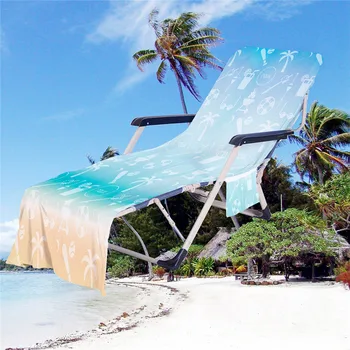 Novo Fashional Padrões de Cadeira Toalha de Sol, Cadeira de Cobertura no Verão Colorido Microfibra Toalha de Praia com Bolsos do Armazenamento