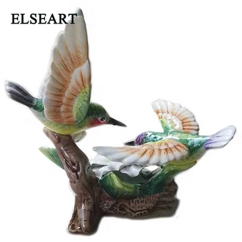 Cerâmica beija-flor mobiliário amante de aves estatueta de porcelana para a casa lar decorações presentes de casamento