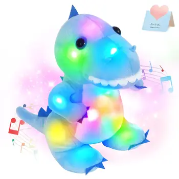 Elétrica Dinossauro Bonito Azul Brilhante Música Multifuncional Almofada Macia Boneca Decoração De Natal, Crianças, Presente De Aniversário