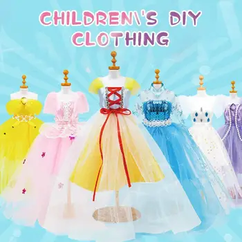 Crianças de Costura Kits de Roupas de Boneca Manequim Vestido Com a Criatividade de Brinquedos de Aprendizagem de Artes E Ofícios de Design de Moda, Kit Para Meninas X1A8