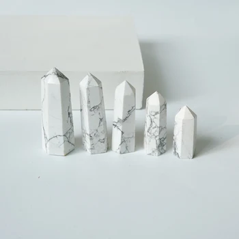 Branco Natural Turquesa Hexagonal Coluna De Pedra De Cura Pedra De Minério De Energia Mineral, Artesanato, Decoração Enfeite De Cristal