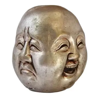 China velho branco, de prata, de cobre, de sorte quatro rosto estátuas de Buda esculpidas na cabeça