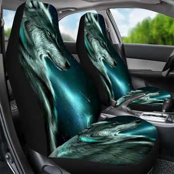 O Assento de carro do Cobre para o Homem Galaxy Padrão Lobo Durável Auto Acessórios de decoração Assento Dianteiro, Conjunto de 2 Novos