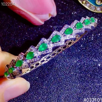 KJJEAXCMY fina prata esterlina da jóia 925 embutidos esmeralda natural de nova menina clássico mão pulseira suporta teste de estilo Chinês
