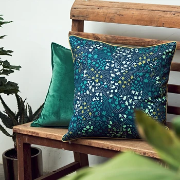DUNXDECO Capa de Almofada Almofadas Decorativas Caso Moderno de Arte Simples, Verde-Escuro a Luz da Estrela de Floresta de Impressão Sofá Cadeira de roupa de Cama Coussin
