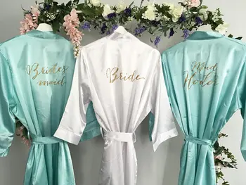 personalizar hortelã Casamento da Dama de honra de noiva, Lingerie de cetim de seda do pijama festa de despedida de roupões de kimonos vestidos de presentes favores do partido