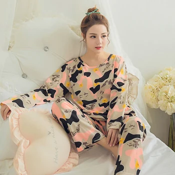 Estilo Princesa, Em 2022, A Coleção Primavera / Verão Das Mulheres Conjunto De Pijama De Manga Longa Bonito Mulheres Pijamas Calça Comprida Simples Pijama