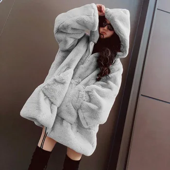 Inverno Quente Grosso Com Capuz Tamanho Grande Mulher Faux Fur Casaco Longo Coats Mulheres Jaqueta De Moda Solta Casaco De Pelúcia Fofo Jaquetas De 2022