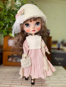 Blythe roupas de Lã tampa cor-de-rosa saia de 1/6 30cm BJD menina anime (Ajuste para Pullip,Ob24, Licca)