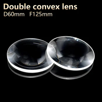 Dupla convexa lentes de lupa Física óptica da lente ocular do telescópio DIY projetor Óptico experiência D60mm F125mm