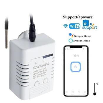 EWeLink TH-16 Smart wi-Fi Mudar 16A/3500W de Monitoramento de Temperatura Impermeável de Automação residencial sem Fio Kit Para o Alexa Inicial do Google