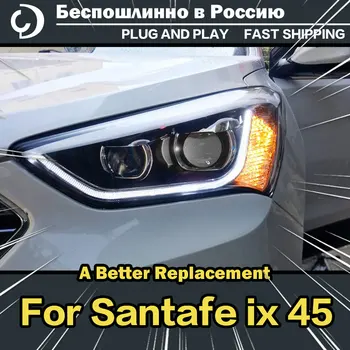 AKD Estilo Carro de Faróis para Hyundai IX45 2012-2015 Santafe Farol do DIODO DRL Cabeça da Lâmpada do Projetor do Diodo Acessórios Automotivos