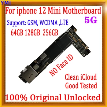 100% placa-Mãe Para o iPhone 12 de MINI placa Principal Com NENHUMA Face IDENTIFICAÇÃO de placa Mãe Sistema IOS Placa Lógica Com Total Chips Desbloqueado Placa