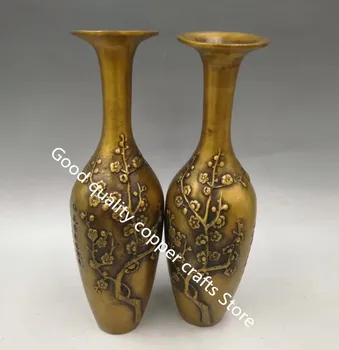 Recolher archaize o bronze flor de ameixa vaso de artesanato estátua de Um par