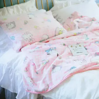 Kawaii Anime Cartoon Sanrioes Kt Gato De Pelúcia Cobertor Fronha Casa Sofá Nap Almoço Resto Cobertor De Decoração De Quarto De Presente Para A Menina
